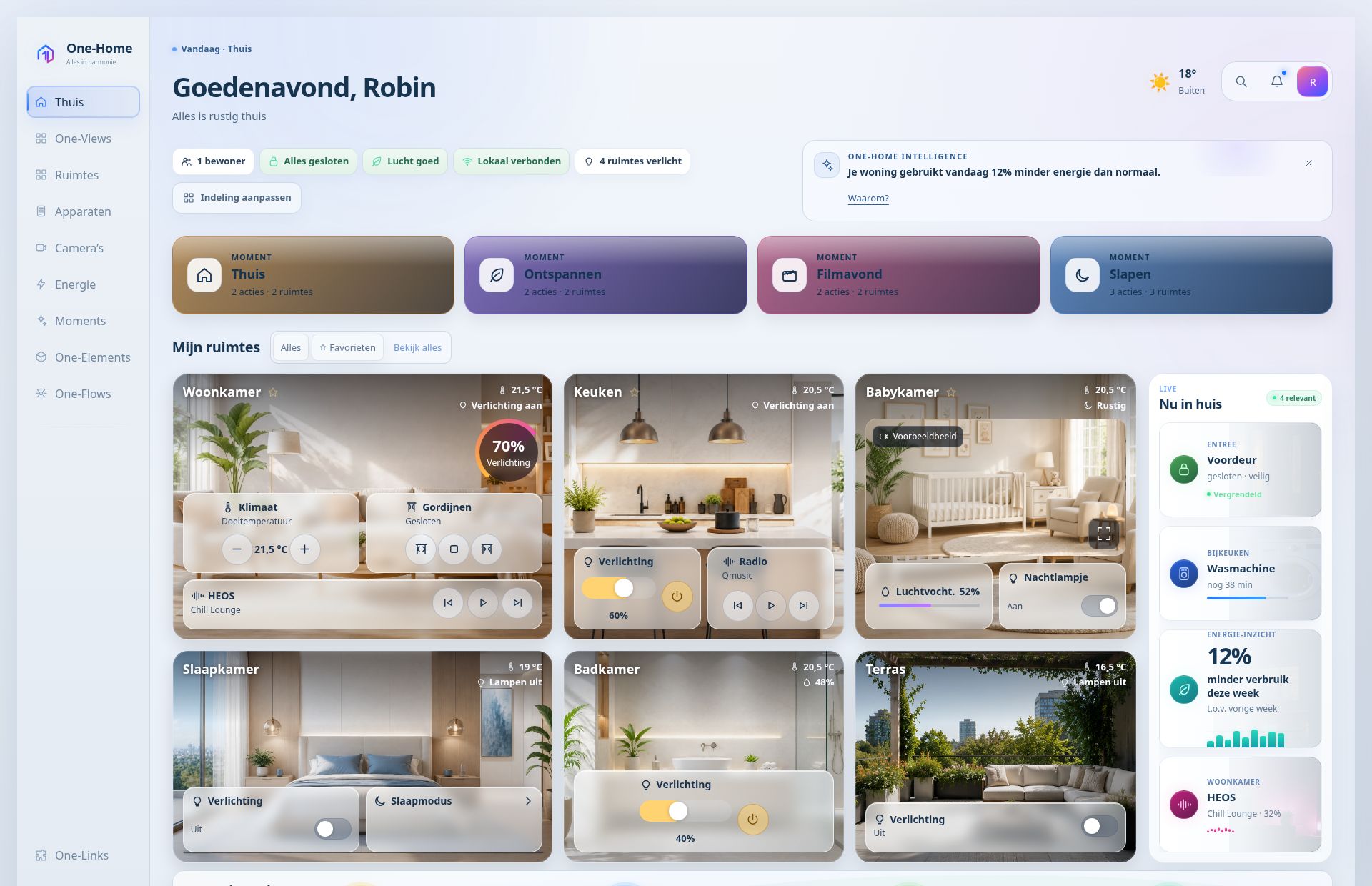 Thuis in het lichte One-Home-thema
